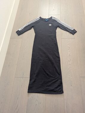 Adidas Women’s Black Three-Stripe Midi Dress Small